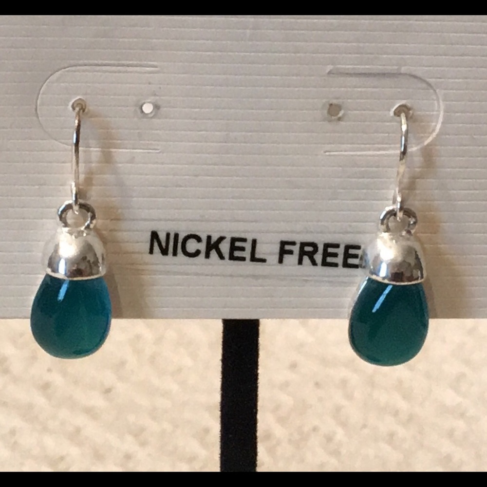 Silver & Teal Dangle Earrings